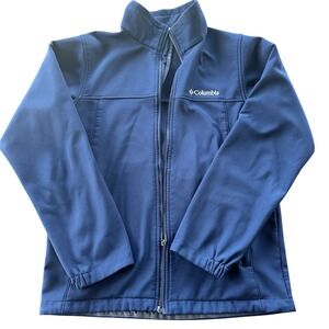 COLUMBIA Women's Large Blue Soft Shell Jacket Coat Full Zip Fleece Lined Small S